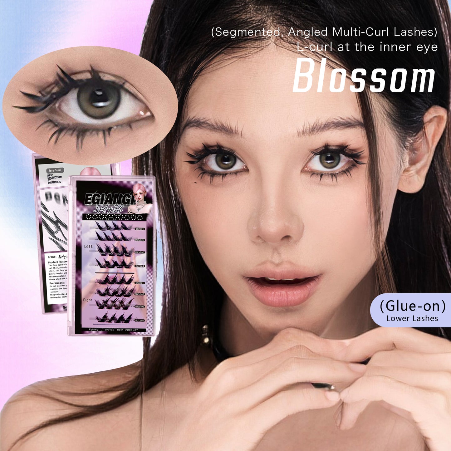 "Blossom" Angled Multi-Curl Glue-on Upper Lashes