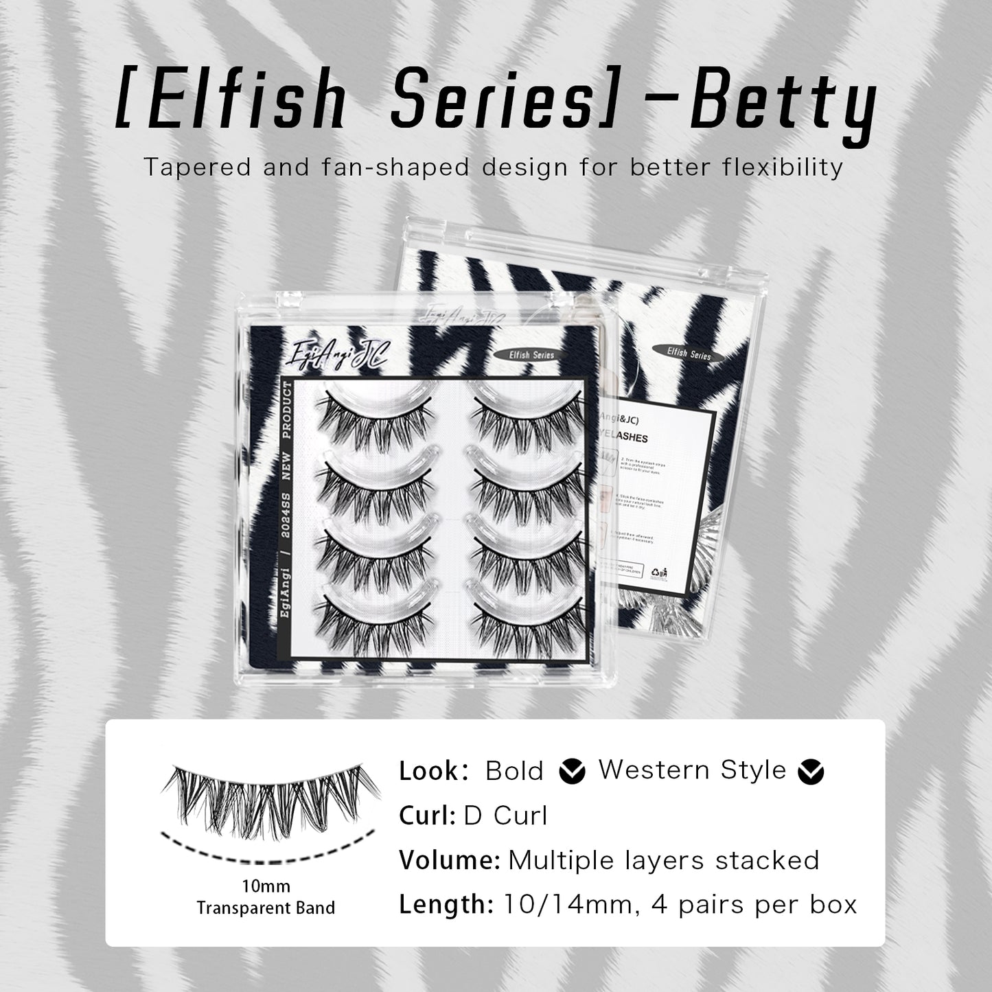 "Betty" Natural Biracial Style Glue-on Upper Lashes