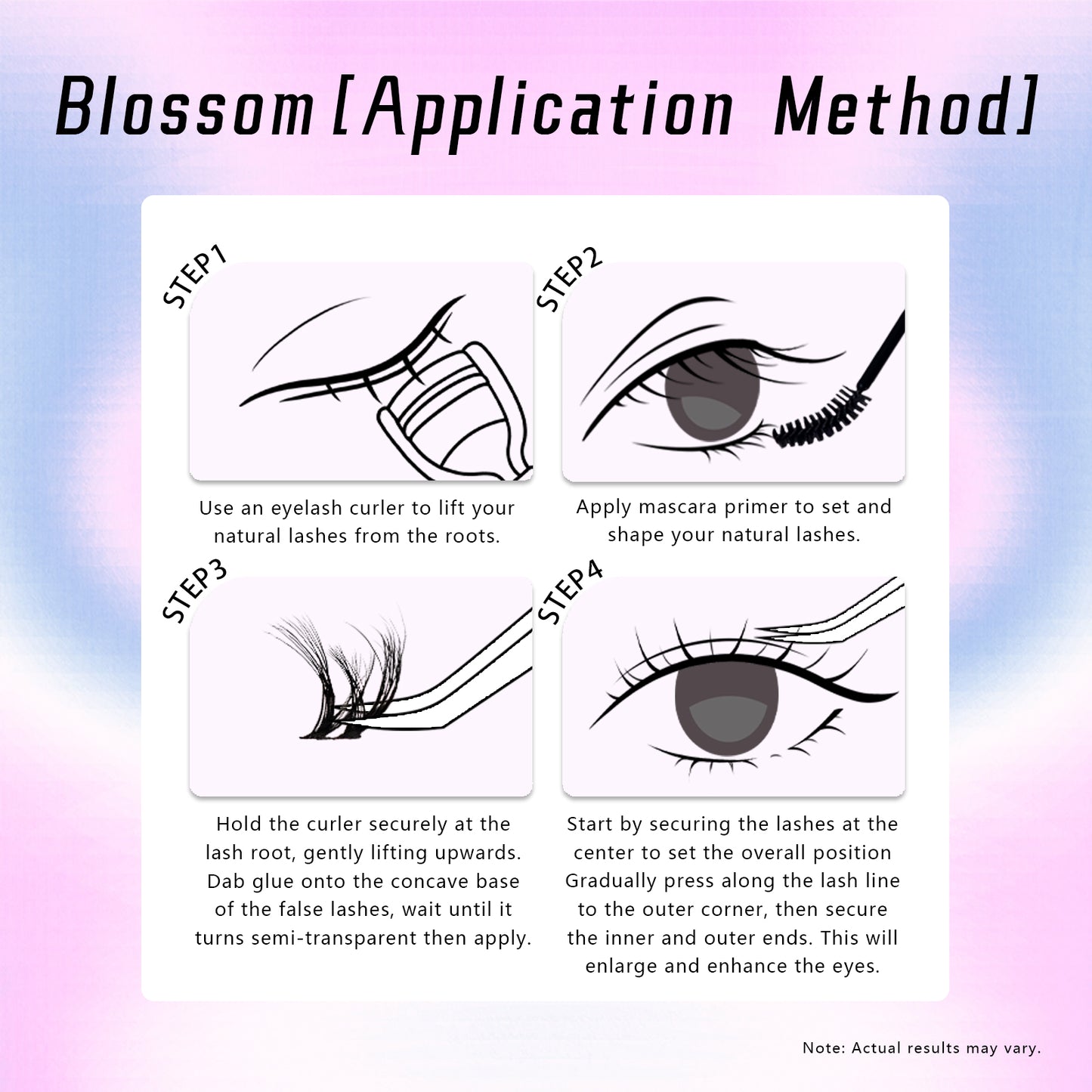 "Blossom" Angled Multi-Curl Glue-on Upper Lashes