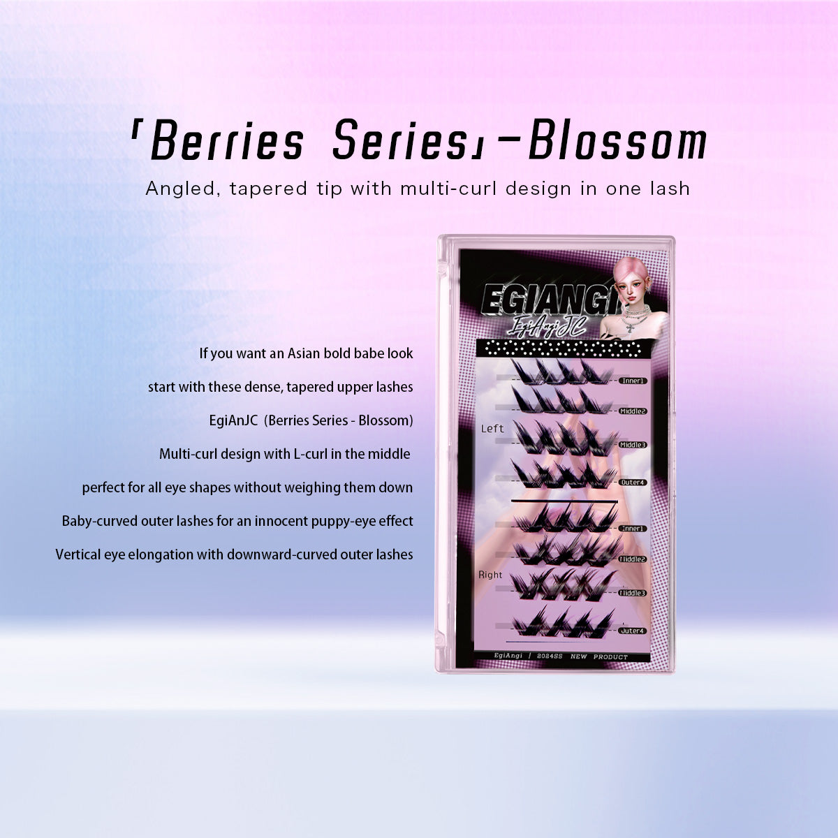 "Blossom" Angled Multi-Curl Glue-on Upper Lashes